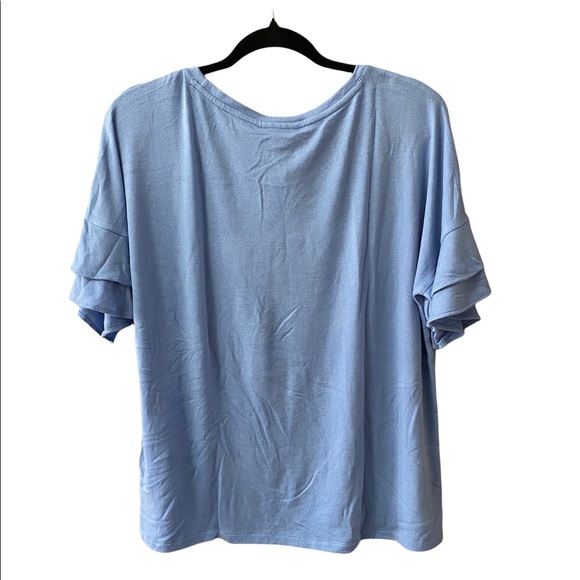 NWT Light Blue Flutter Short Sleeve Top by Style & Co. - Picture 2 of 5
